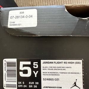 Jordan Flight 45 High (GS) size 5.5 youth